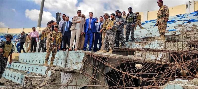 Aden kentinde savaştan zarar gören stadyum yeniden onarılıyor