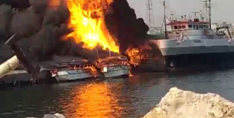 Yemen’de limanda çıkan yangında 4 kişi yaralandı