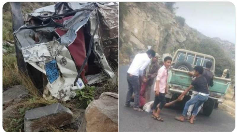 مقتل واصابة 16 شخص في حادث مروري مروّع بتعز