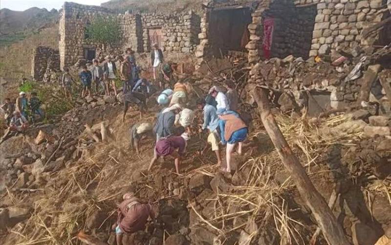 المحويت.. انهيار منزلان في مديرية ملحان بسبب الأمطار الغزيرة