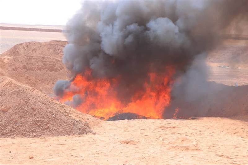 قيادة كتيبة منفذ الوديعة تُتلف كميات ضخمة من الممنوعات بينها 594 كجم من الحشيش وأكثر من 118ألف حبة كبتاجون