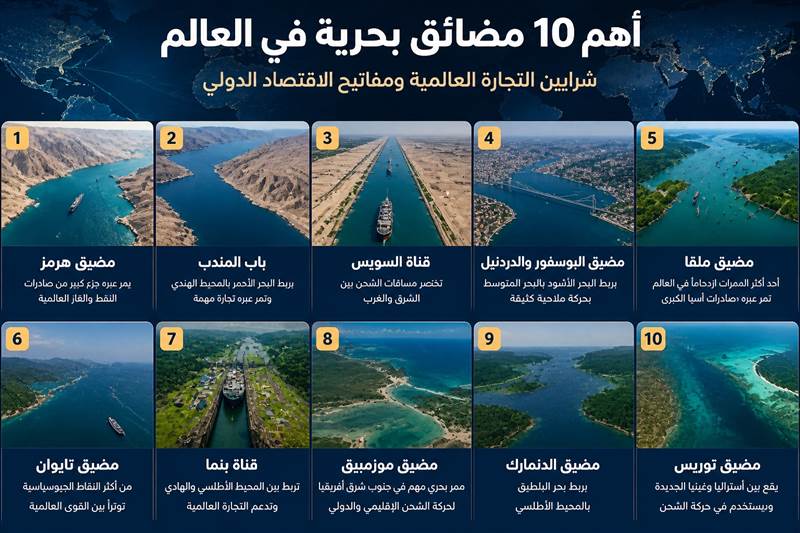 تتحكم باقتصاد العالم تعرف عليها ...المضائق البحرية.. شرايين الاقتصاد العالمي ومفاتيح النفوذ الدولي