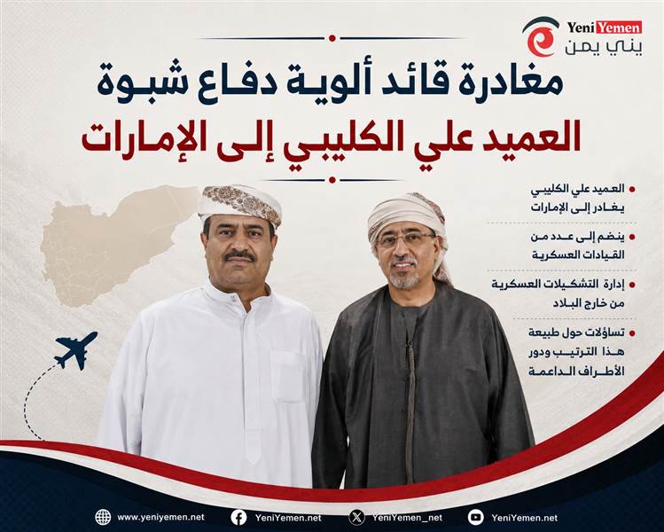 مغادرة قائد ألوية دفاع شبوة إلى الإمارات وسط تساؤلات حول إدارة التشكيلات العسكرية
