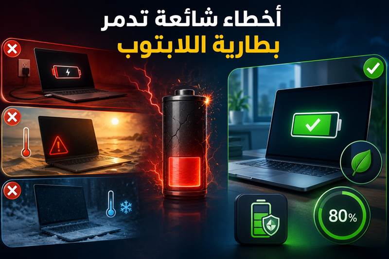 أخطاء شائعة تدمر بطارية اللابتوب.. تجنبها لإطالة عمر جهازك