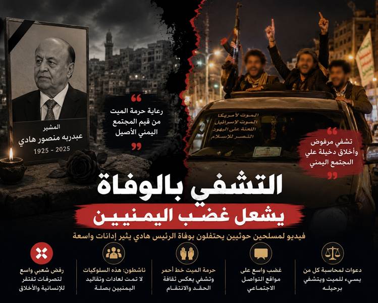 على غرار تشفي محمد عبدالله صالح ... فيديو لمسلحين حوثيين يحتفلون بوفاة هادي يثير غضبًا واسعًا بين اليمنيين