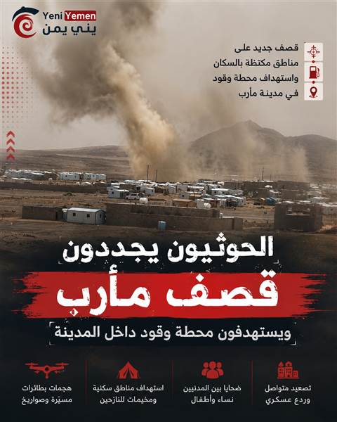 الحوثيون يجددون قصف مأرب ويستهدفون محطة وقود داخل المدينة